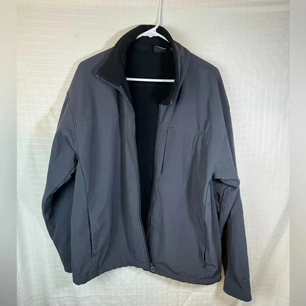 Champion Jacket Mens L Gray Full Zip Pockets VentureDry Polyester Blend